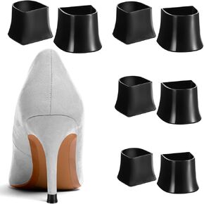 8Pairs High Heel Protectors, Black Heel Stoppers for High Heel Caps Covers 4 Sizes Heel Cover Protector Shoe Stoppers for Heels Wedding, Grass, Gravel, Wetlands Outdoor Events (XXS, XS, S, M)