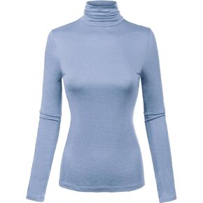 MixMatchy Women's Slim Lightweight Long Sleeve Pullover Turtleneck Mock Shirts Base Layer Undershirts Active Tops