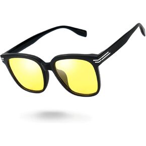 Meeloog Night Vision Glasses for Driving Women Men, Anti Glare Polarized Yellow Lenses Sunglasses with UV Protection MST0028