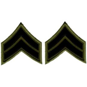 Uniform Patches - Chevron Patches Black on OD Green Backing for Law Enforcement, Sheriff, Police, Security - 3-inch Wide - Corporal Stripes - Police Patch Corporal Chevrons (Cpl Patch) (Pair)