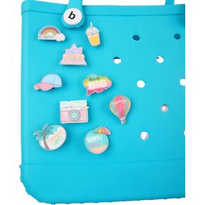 9Pcs Summer Cute Charm for Bogg Bags and Simply Southern Totes,1.25~2 Inches Beach Bag Inserts Decorative Accessory