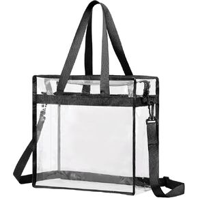 uxcell Clear Tote Bag, PVC Waterproof Closure Crossbody Shoulder Bag with Zipper and Adjustable Strap for Stadium Events