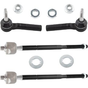 BOXI 4pcs Front Inner & Outer Tie Rod Ends for Dodge Caliber 2007 2008 2009 2010 2011 2012 / for Jeep Compass Patriot 2007 2008 2009 2010 2011 2012 2013 2014 2015 2016 2017 | EV80645 ES800408