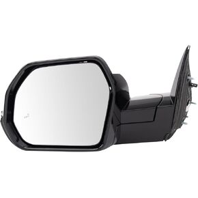 TRQ Left Mirror Manual Folding with Housing Turn Signal with Smooth Black Cover Drivers Side Compatible with 2022-2024 Toyota Tundra TO1320434