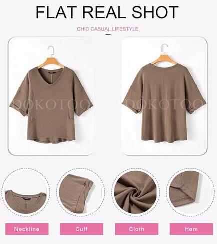 Dokotoo Womens Summer Tops Casual Crewneck Short Sleeve T Shirts for Women Solid Oversized Blouses Tops in Kuwait