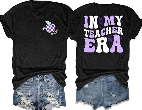 VVNTY Teacher Shirts Women: in My Teacher Era Shirt Preschool Teacher Life T Shirt Teachers Gift Tops in Saudi Arabia