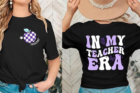 VVNTY Teacher Shirts Women: in My Teacher Era Shirt Preschool Teacher Life T Shirt Teachers Gift Tops in Saudi Arabia