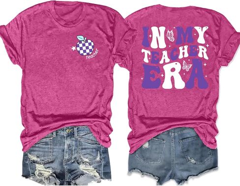 VVNTY Teacher Shirts Women: in My Teacher Era Shirt Preschool Teacher Life T Shirt Teachers Gift Tops in Saudi Arabia