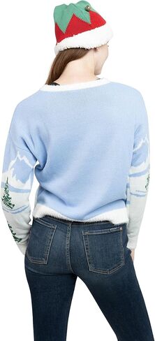 Women's Elf & Friends Llama Crew Neck, Long Sleeve Ugly Christmas Sweater in Saudi Arabia