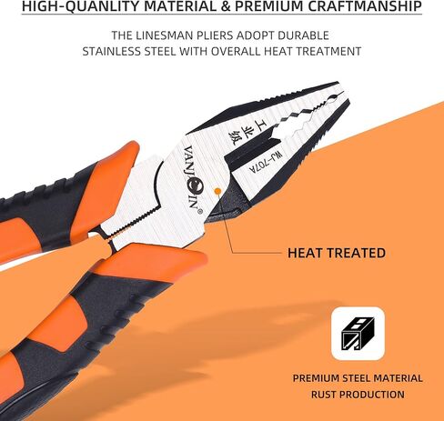 Linesman Pliers, 7 inch/8 inch/9 inch High Leverage Linesman Pliers Heavy Duty Side Cutting Pliers with Anti-slip Handle for Wire Cutting Crimping, Professional Hand Tool for Home Industrial in Saudi Arabia