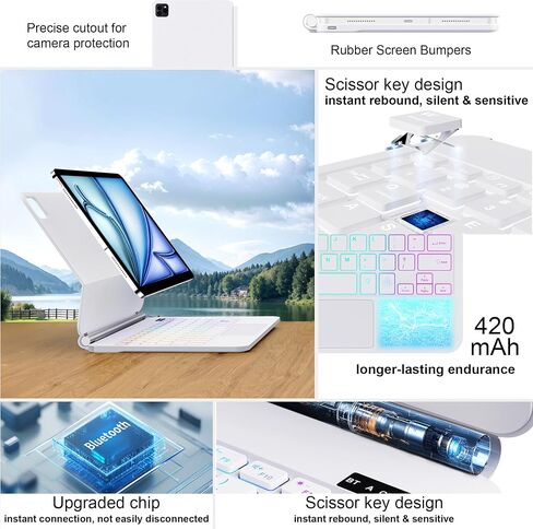 حافظة لوحة مفاتيح وردية لجهاز iPad الجيل العاشر 2022 - حافظة لوحة مفاتيح مغناطيسية على الطراز السحري مع لوحة تتبع متعددة اللمس متوافقة مع iPad 10.9 in Saudi Arabia