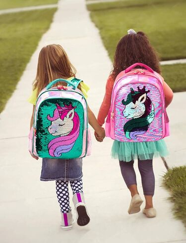 Girls Unicorn Reversible Sequin Backpack Set Magic Glitter Lightweight School Bookbag for Girls Kids Bling Backpack in Kuwait