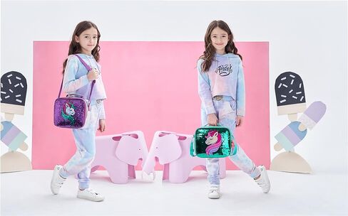 Girls Unicorn Reversible Sequin Backpack Set Magic Glitter Lightweight School Bookbag for Girls Kids Bling Backpack in Kuwait