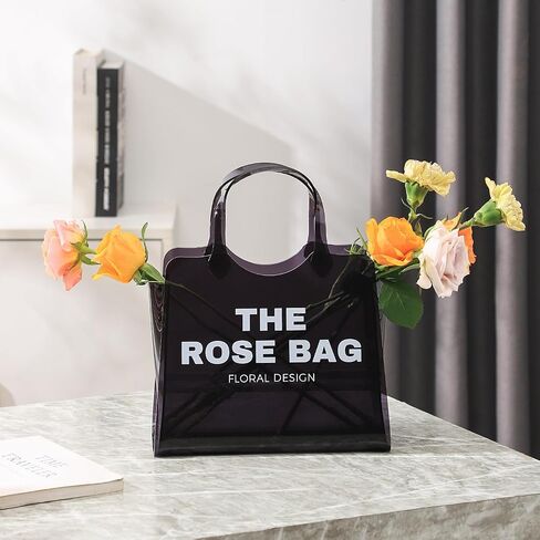 Purse Vase, Bag Vase for Flowers, Black Acrylic Vase, Modern Flower Vase, Aesthetic Vase for Flowers, Decorative Tote Bag Vase for Wedding, Living Room, Bedroom, Table, Office(Tote Bag) in Saudi Arabia