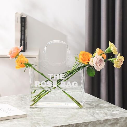 Purse Vase, Bag Vase for Flowers, Black Acrylic Vase, Modern Flower Vase, Aesthetic Vase for Flowers, Decorative Tote Bag Vase for Wedding, Living Room, Bedroom, Table, Office(Tote Bag) in Saudi Arabia