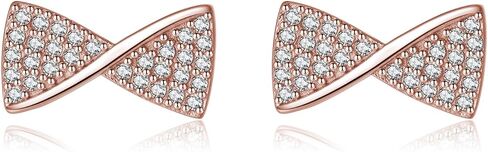 SLUYNZ Solid 925 Sterling Silver CZ Bow Earrings Stud for Women Teens Bowknot Stud Earrings in Saudi Arabia