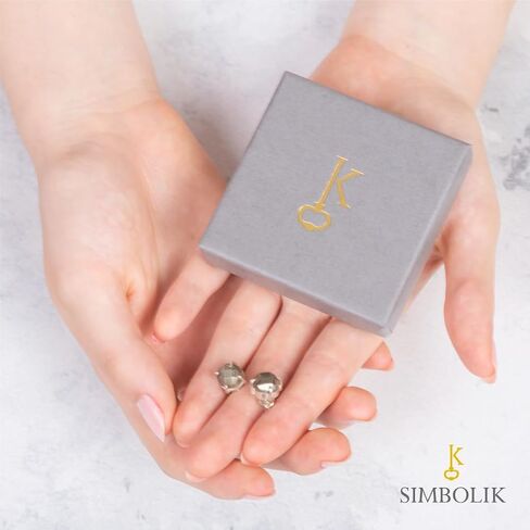 Sterling Silver Stud Earrings with Energetic Natural Stone, Hand-carved, Round Cut, 9mm, Gift for Women on Mother's Day, Birthday, or Wedding Celebration in Kuwait