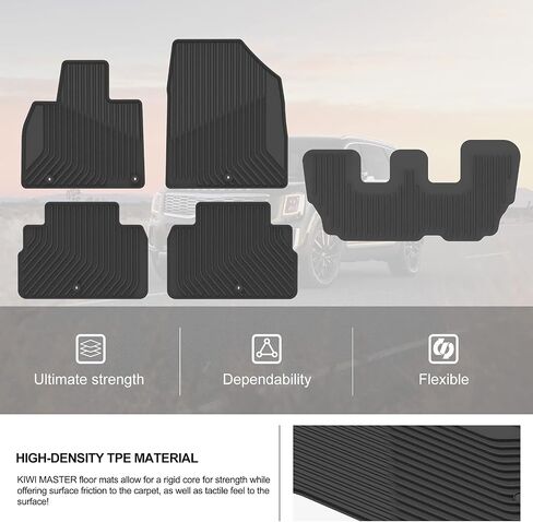 KIWI MASTER Floor Mats for 2020-2025 Kia Telluride Accessories Replace OEM S9F13-AC000 All Weather Mat Liners Front & Rear & 3rd 3 Row Seat TPE Slush Liner Black in Saudi Arabia