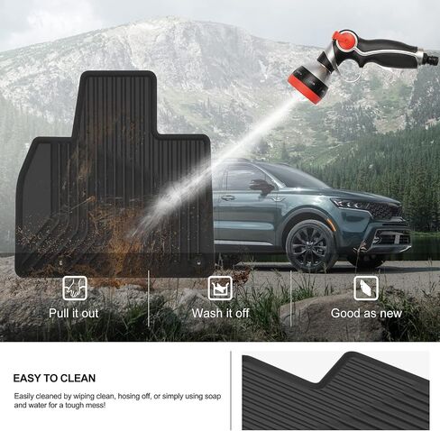 KIWI MASTER Floor Mats for 2020-2025 Kia Telluride Accessories Replace OEM S9F13-AC000 All Weather Mat Liners Front & Rear & 3rd 3 Row Seat TPE Slush Liner Black in Saudi Arabia