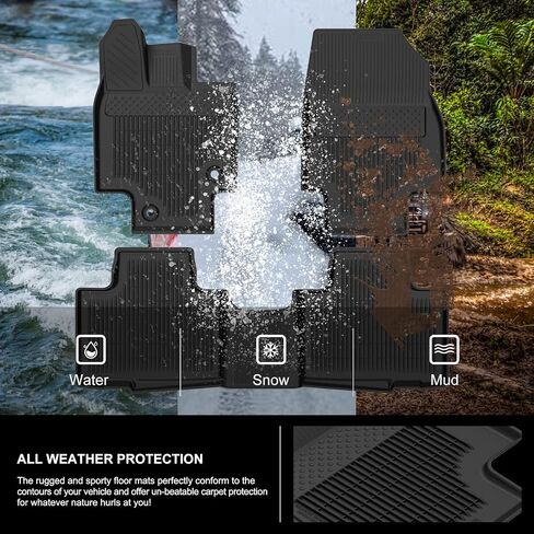 KIWI MASTER Floor Mats for 2020-2025 Kia Telluride Accessories Replace OEM S9F13-AC000 All Weather Mat Liners Front & Rear & 3rd 3 Row Seat TPE Slush Liner Black in Saudi Arabia