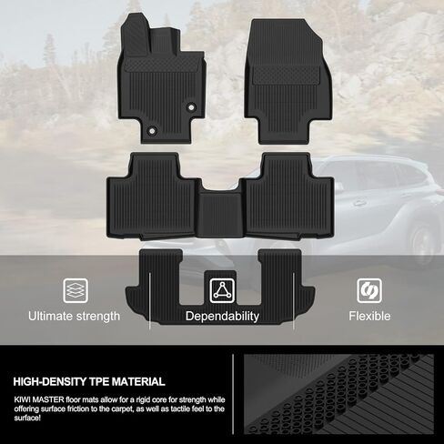 KIWI MASTER Floor Mats for 2020-2025 Kia Telluride Accessories Replace OEM S9F13-AC000 All Weather Mat Liners Front & Rear & 3rd 3 Row Seat TPE Slush Liner Black in Saudi Arabia