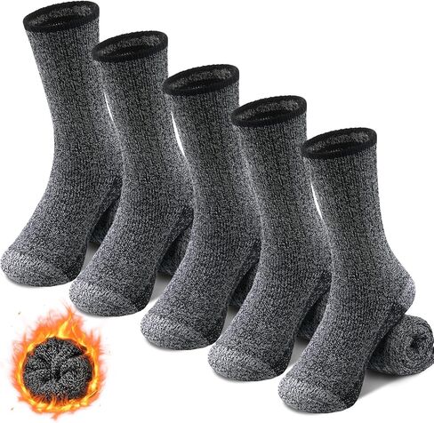 5 Pairs Wool Socks Mens Extra Thick Merino Winter Warm Thermal Socks for Men Fashion Crew Mens Socks Size 7-13 in Kuwait