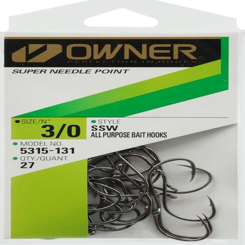 Owner SSW Needle Point Hooks: Black 1/0 Pro Pk in Saudi Arabia