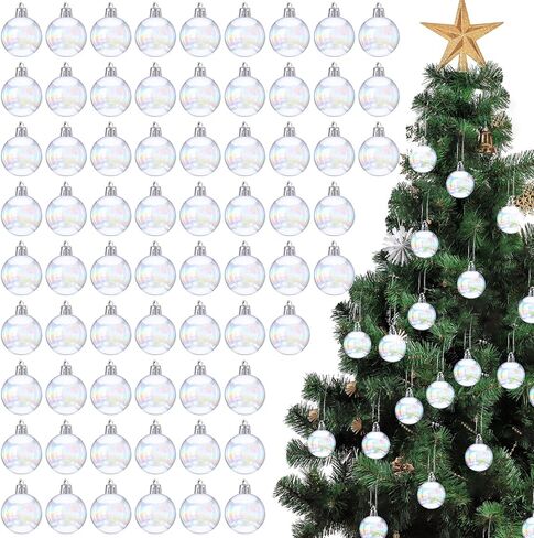 100 Pcs 1.18 inch Christmas Ball Ornaments Mini Christmas Iridescent Ornaments Set Rustic Christmas Bulbs Ornaments Christmas Balls Miniature Christmas Tree Ornaments for Xmas Tree Decor in Kuwait