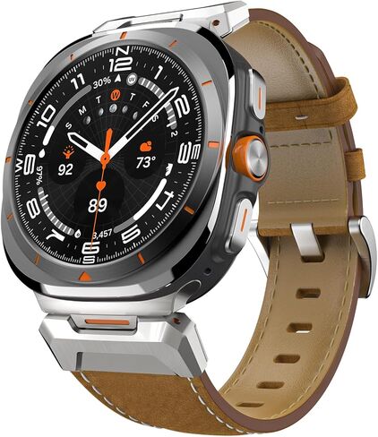 TiMOVO Genuine Leather Watch Band Compatible with Samsung Galaxy Watch 7 Ultra 47mm, Rugged Metal Connector Leather band for Galaxy Watch Ultra in Saudi Arabia