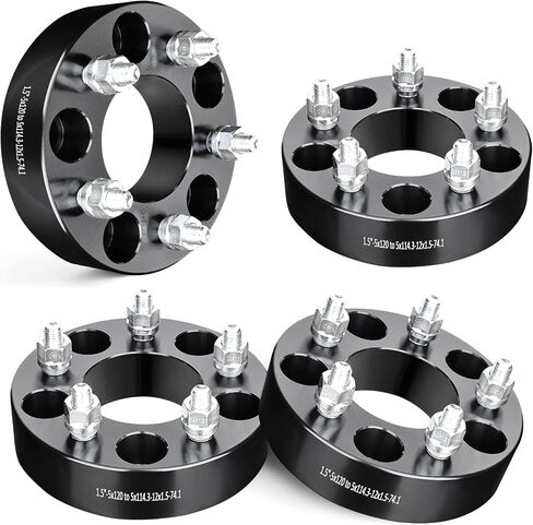 EVIL ENERGY 5x4.7 to 5x4.5 Wheel Spacers Adapters 2 inch Compatible for Chevy 1982-2004 S10, 5x120 mm to 5x114.3 mm Hubcentric no Lip 5 lugs 74.1mm Hub Bore M12x1.5 Studs Black in Kuwait