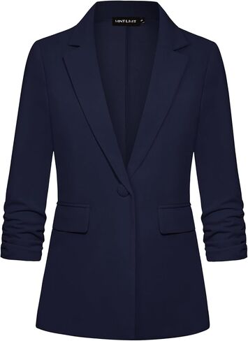 MINTLIMIT Womens Blazer 3/4 Ruched Sleeve Notch Lapel Business Work Blazers One Button Open Front Casual Jackets with Pockets in Kuwait