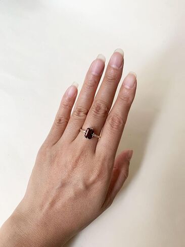 Red Garnet Engagement Ring Emerald Cut 6x8mm January Birthstone Rings Gold Plated Moss Agate Promise Anniversary Jewelry in Saudi Arabia