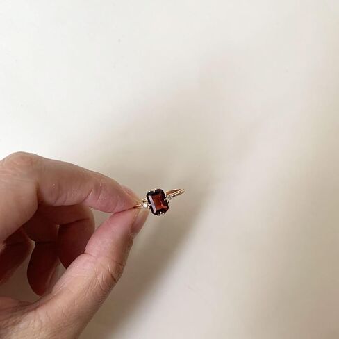 Red Garnet Engagement Ring Emerald Cut 6x8mm January Birthstone Rings Gold Plated Moss Agate Promise Anniversary Jewelry in Saudi Arabia