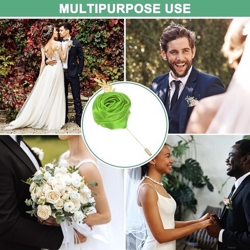 Rose Men Suit Boutonnieres, Golden Leave Brooch Lapel Pin, Boutonnieres for Men Wedding/Groom Groomsmen for Prom Wedding Party in Kuwait