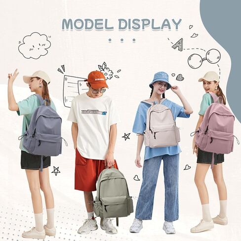 Black School Backpack for Girls Women Waterproof High School Book Bag Cute Backpack for Men Teens Boys, Lightweight Simple Middle School Back Pack Daypack in Saudi Arabia