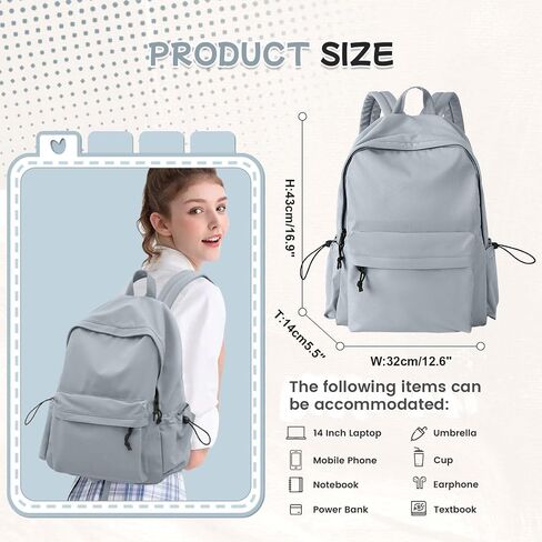 Black School Backpack for Girls Women Waterproof High School Book Bag Cute Backpack for Men Teens Boys, Lightweight Simple Middle School Back Pack Daypack in Saudi Arabia