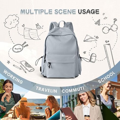 Black School Backpack for Girls Women Waterproof High School Book Bag Cute Backpack for Men Teens Boys, Lightweight Simple Middle School Back Pack Daypack in Saudi Arabia