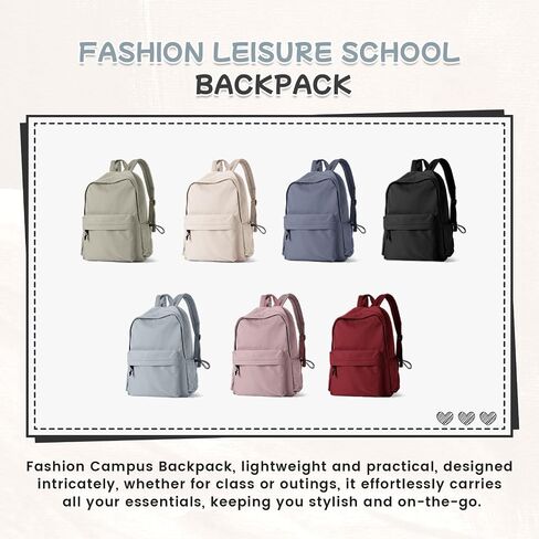 Black School Backpack for Girls Women Waterproof High School Book Bag Cute Backpack for Men Teens Boys, Lightweight Simple Middle School Back Pack Daypack in Saudi Arabia