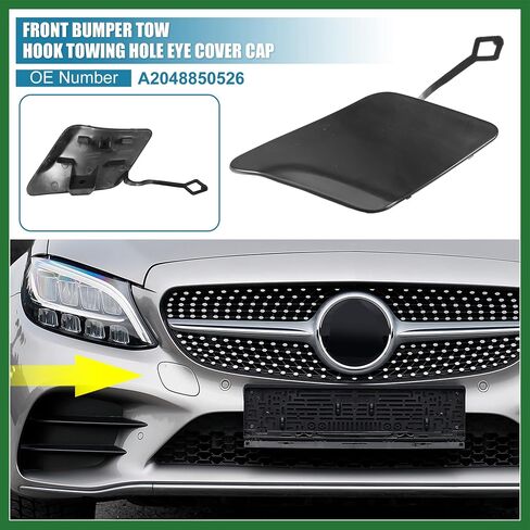 Motoforti Car Front Bumper Tow Hook Cover A2048850526 for Mercedes-Benz C250 C350 2012-2014 Tow Hook Eye Lid Cover Trailer Cap Black Long-Lasting in Saudi Arabia