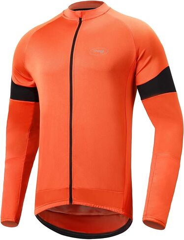 Dooy Men's Cycling Bike Jersey Long Sleeve Full Zipper Biking Shirt with Pockets, Breathable MTB Shirts Basic Series in Kuwait