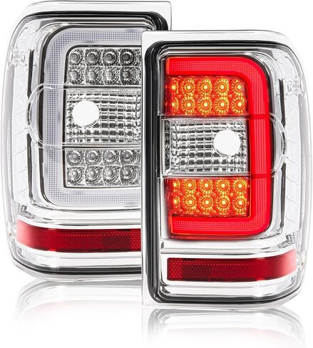 KUAFU LH & RH Tail Light Compatible with 2001-2011 Ford Ranger LED C Light Bar Rear Brake Tail Lamp Assembly Plastic (Clear Lens+Chrome Housing) in Saudi Arabia