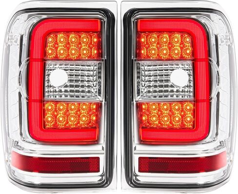 KUAFU LH & RH Tail Light Compatible with 2001-2011 Ford Ranger LED C Light Bar Rear Brake Tail Lamp Assembly Plastic (Clear Lens+Chrome Housing) in Saudi Arabia