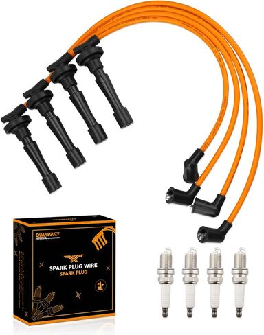 Iridium Spark Plugs with Wire Set 4 PCS Fit for Acura Integra L4 1.8L 1992-2001, Fit for Honda CR-V L4 2.0L 1997-2001 Replace 32700-PHK-405 8041 RC-HE82 671-4186 in Saudi Arabia