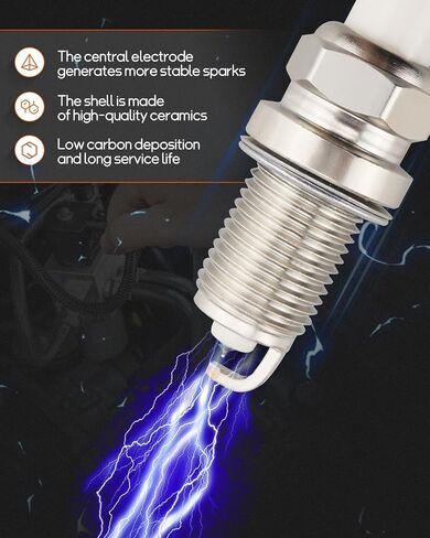 Iridium Spark Plugs with Wire Set 4 PCS Fit for Acura Integra L4 1.8L 1992-2001, Fit for Honda CR-V L4 2.0L 1997-2001 Replace 32700-PHK-405 8041 RC-HE82 671-4186 in Saudi Arabia
