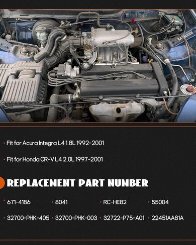 Iridium Spark Plugs with Wire Set 4 PCS Fit for Acura Integra L4 1.8L 1992-2001, Fit for Honda CR-V L4 2.0L 1997-2001 Replace 32700-PHK-405 8041 RC-HE82 671-4186 in Saudi Arabia