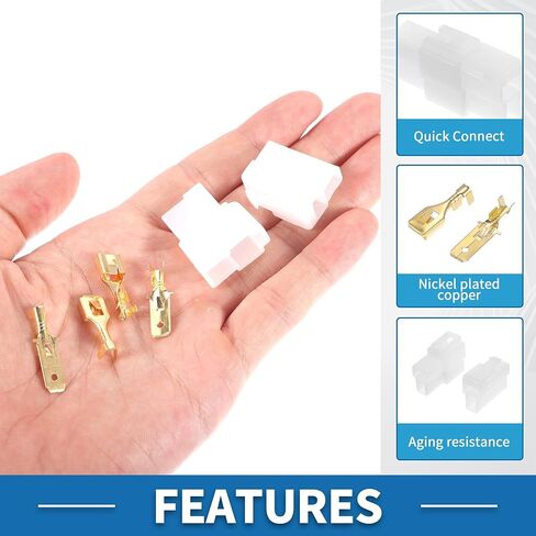2 Pin Car Electrical Wire Connector Plug Kits Waterproof 6.3 Series Male Female Cable Terminal Housing Plastic Copper White in Saudi Arabia