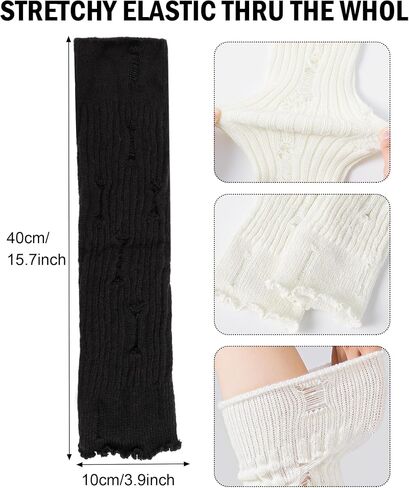 Yawlsow 2 Pair Leg Warmers for Women Girls Goth Knit Leg Warmer Winter with Holes, Y2k Harajuku Long Socks Outfits for Ballet in Saudi Arabia