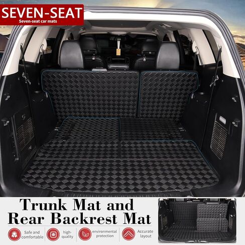 Cargo Mat for 2017-2024 Nissan Armada / 11-13 Infiniti QX56 / 2014-2024 QX80 8 Seats Trunk Mat & 2ND+3RD Row Rear Backrest Mat, All Weather Rear Cargo Liner Back Seat Cover Protector in Kuwait