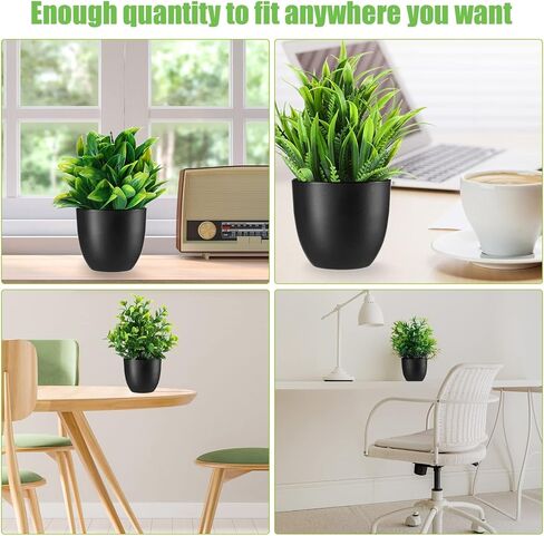 24 وعاء من Tigeen نباتات وهمية صغيرة من الأوكالبتوس بوعاء نباتات صناعية خضراء وأوكالبتوس وإكليل الجبل جلاديولوس ماغنوليا ونباتات الصبار الصناعية لديكور المنزل والغرفة الداخلية (نمط جديد) in Kuwait