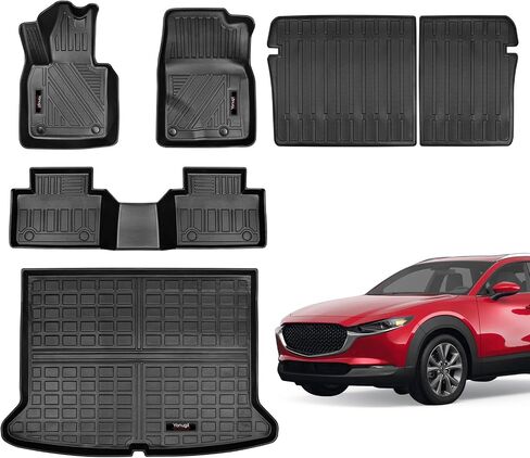 Custom Fit 2020-2024 2025 Mazda CX-30 (Fit FWD AWD All Model) Floor Mats Trunk Cargo Liner and Backrest Mat Set All WeatherTPE Rubber Protection Mat for Mazda CX30 Accessories in Saudi Arabia